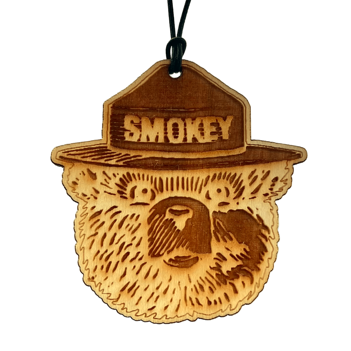 Arotags Smokey Bear Head — Wooden Car Air Freshener
