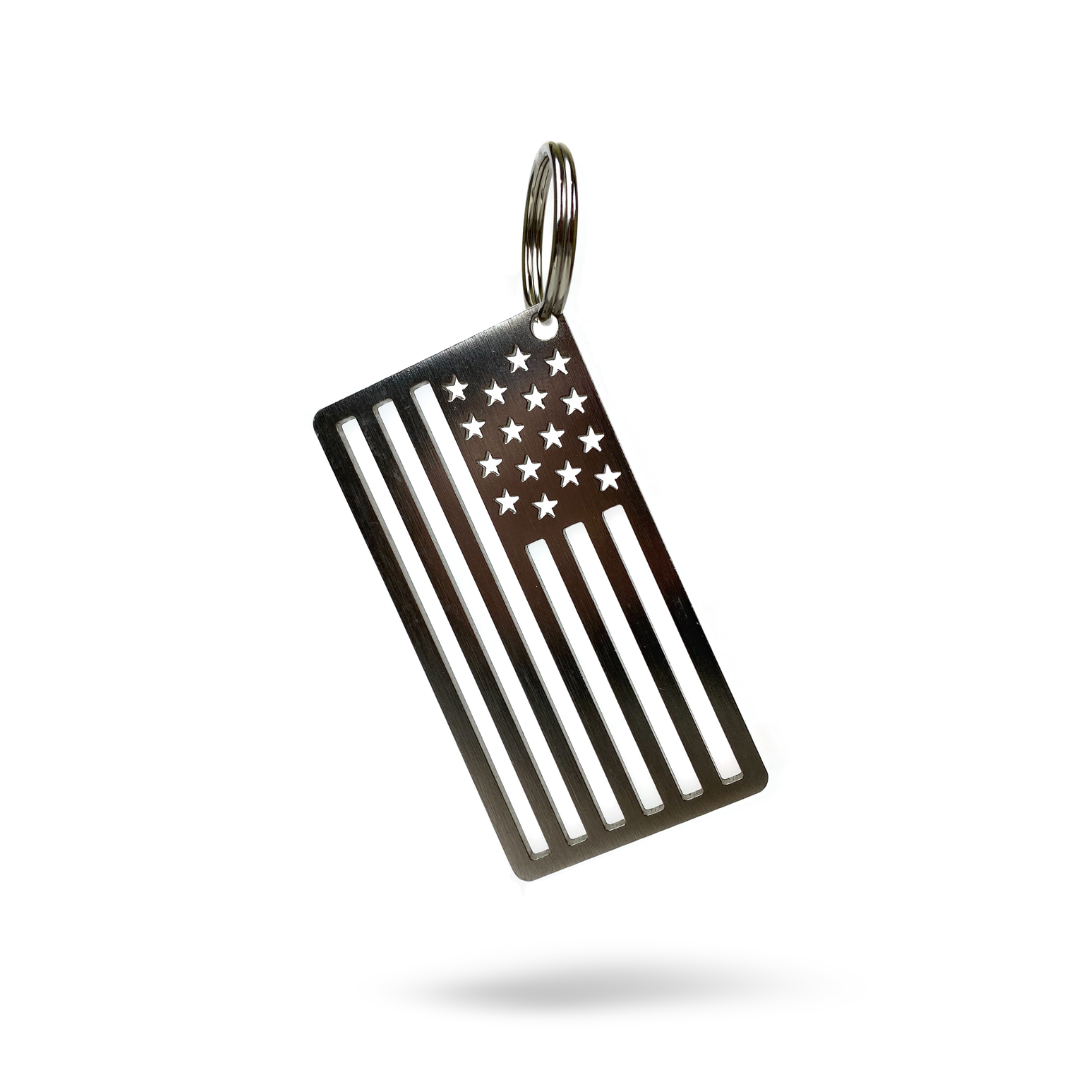 American Flag Stainless Steel Key Chain