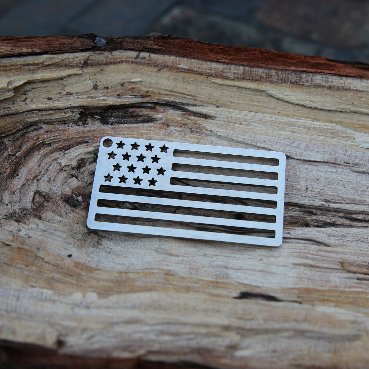 American Flag Stainless Steel Key Chain