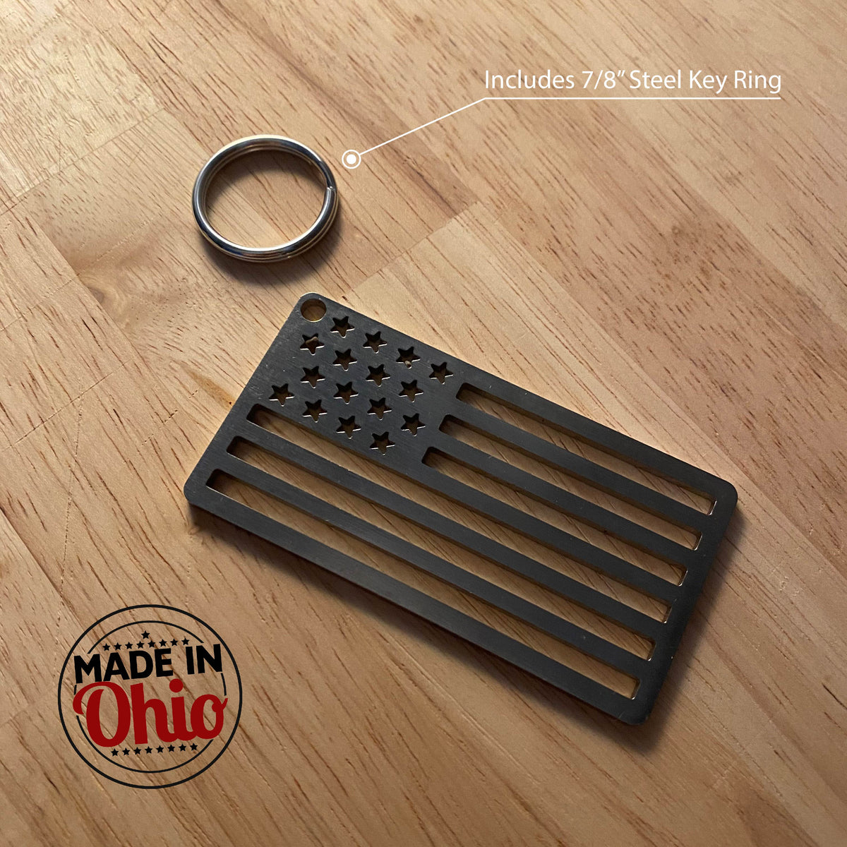 American Flag Stainless Steel Key Chain